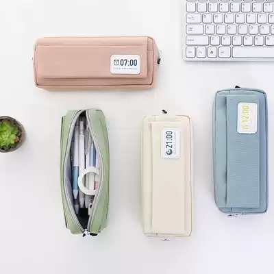 Blue fruit pencil case large capacity high school students stationery creative salt pen bag female simple Korean College student Mori junior high school students stationery box ins Japanese stationery bag high-value Girl