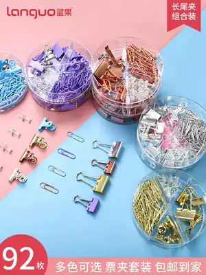 Blue fruit long tail clip Small dovetail clip Ticket clip Epipen epipen transparent I-shaped nail mixed clip Office stationery multi-function creative cute ins combination folder folder