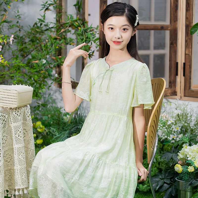 Girls' Chinese-Style Dress 2026 Summer New Fashion Stylish Long Dress for Junior and Senior High School Students 2550 Girls' Chinese-Style Dress 2026 Summer New Fashion Stylish Long Dress for Junior and Senior High School Students 2550