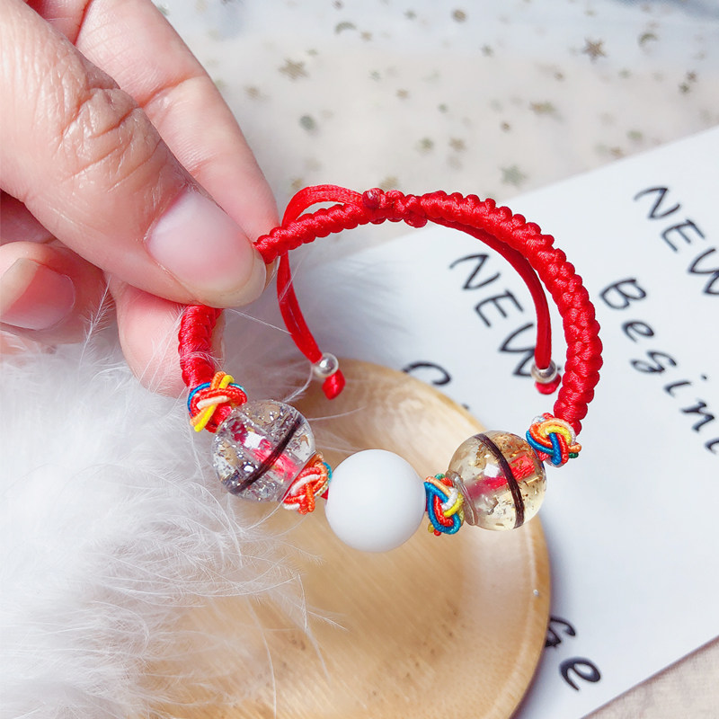 Newborn baby lanugo red rope hand weaning souvenir breast milk bracelet homemade diy material bag one-year-old gift