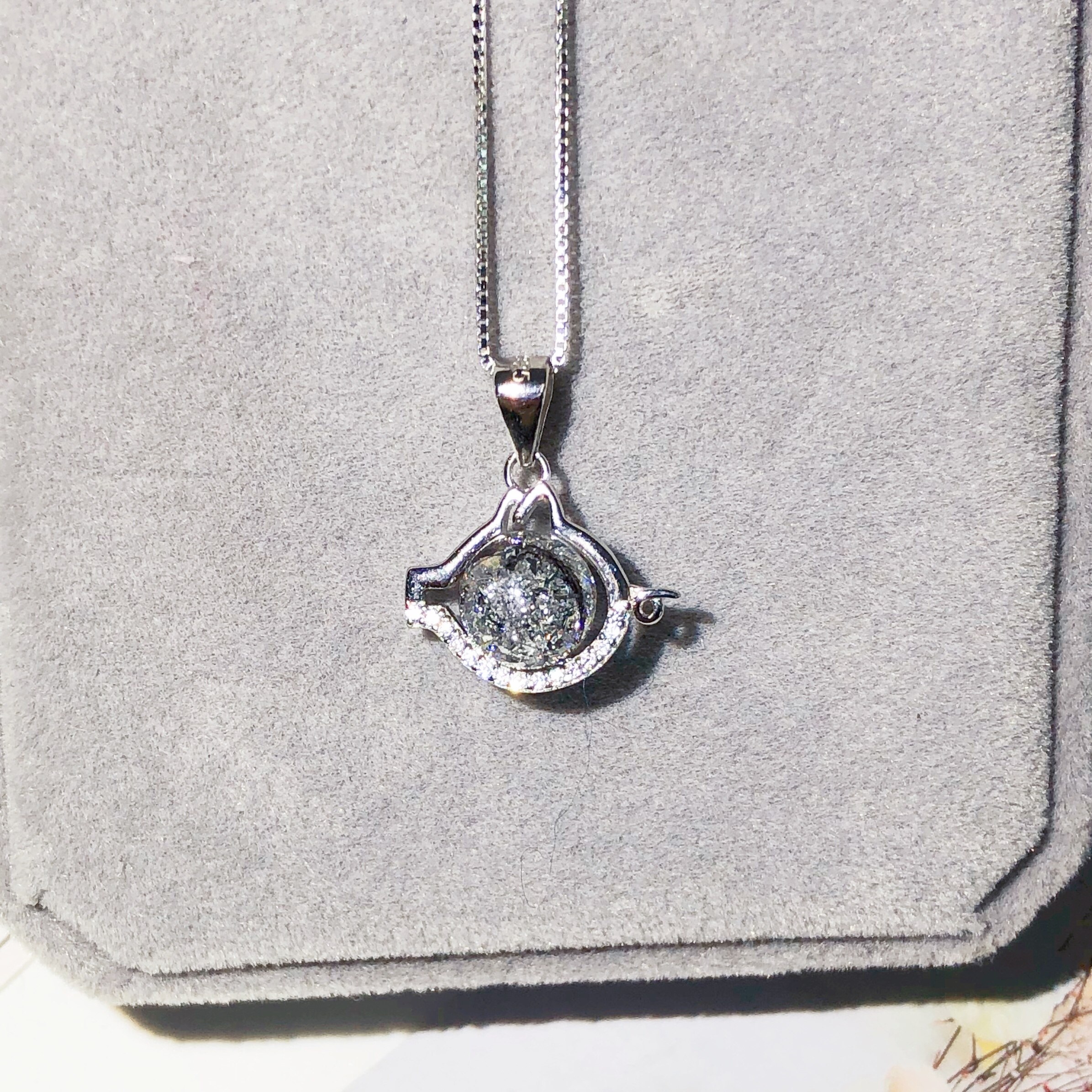 Pig baby lanugo souvenir diy homemade baby fetal hair breast milk pendant making sterling silver necklace full moon gift