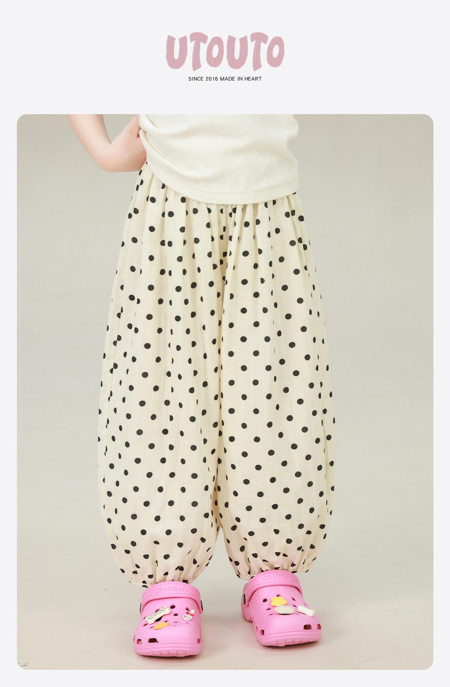 Big-Eared Elephant Girl's Polka Dot Plaid Walking Pants 2026 Summer New Style Baby Pure Cotton Loose Breathable Lantern Pants — 3