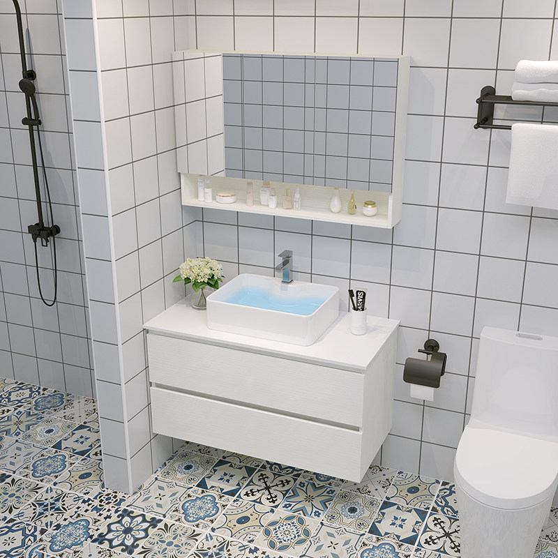 Bathroom washbasin cabinet combination Nordic powder room washstand modern minimalist small apartment washbasin bathroom cabinet