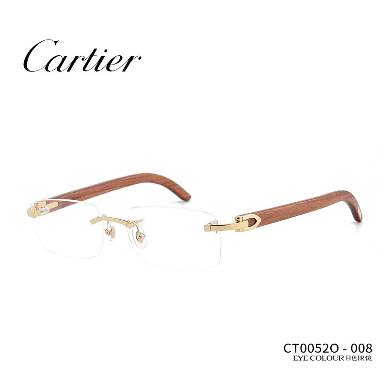 Cartier CardiaEye frames New wooden mirror legs No frame upscale Near-lens holder men and women CT0052O