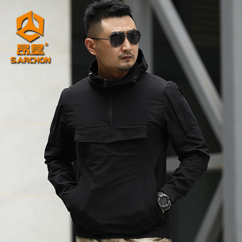 Angken autumn and winter new tactical sweater pullover hoodie tooling casual tactical functional wind men's long-sleeved thick cotton T