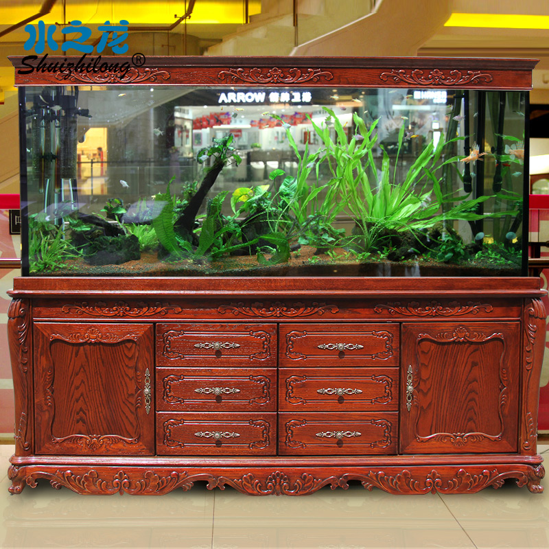 Water Dragon Red Oak Elegant European Fish Tank Solid Wood Red