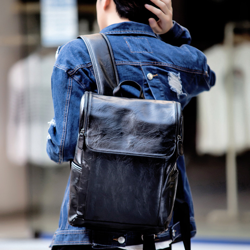 Double Shoulder Bag Men's Bag Han Edition Casual Men's Scapegoat Business Retro Travel Bag Minimalist Fashion Student Computer Bag