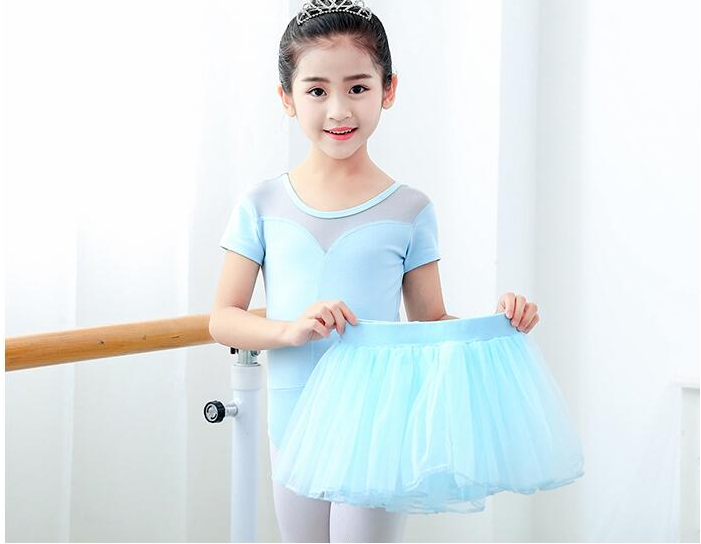 Children's dance costume practice clothes girls summer new short-sleeved mesh mesh bodysuit exam Chinese dance costumes
