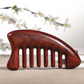 Small-leaf rosewood massage comb, high-end mahogany head and neck mammary gland breast dredging, wide-toothed wooden comb, meridian comb
