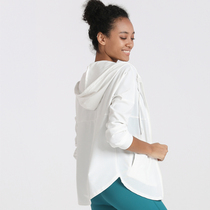 European and American loose yoga fitness jacket female hooded zipper cardigan long sleeve sports shirt female yoga clothing autumn and winter