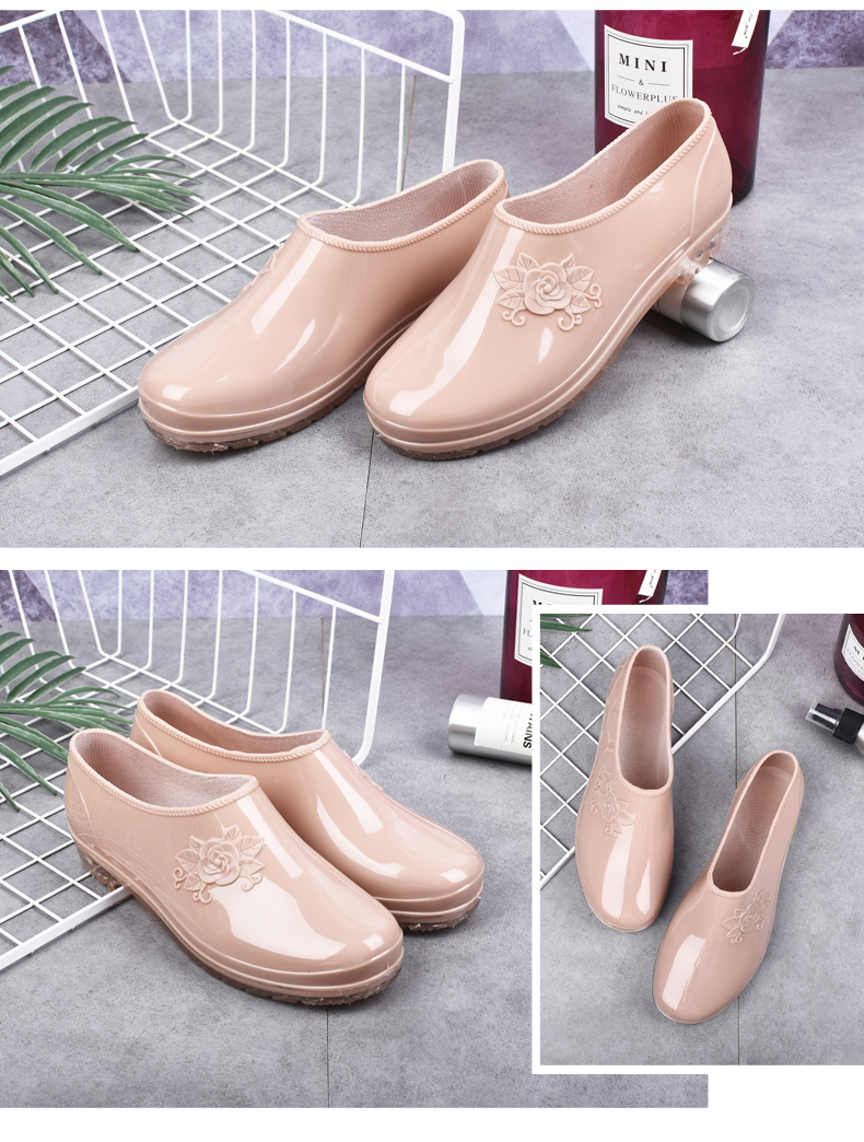 Mùa hè thấp giúp mưa ủng nữ chống trượt ống ngắn thời trang mưa dày thời trang đáy dày nông miệng nhẹ giày không thấm nước làm việc giày cao su nhà bếp - Rainshoes giày đi mưa nữ