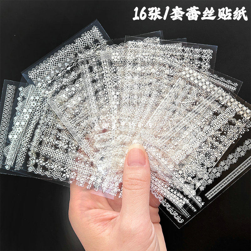 Waterproof Black Lace Rose Mesh Nail Stickers 1pc - Detail image 3