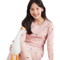 Bailing Baili Girls Thermal Underwear Womens Velvet Thickened High School Student Suit Older Childrens Autumn Clothes and Autumn Pants Girls