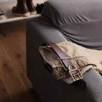 Buried imported vegetable tanned cowhide pure copper double pin buckle mens retro fashion belt personality trend belt P32