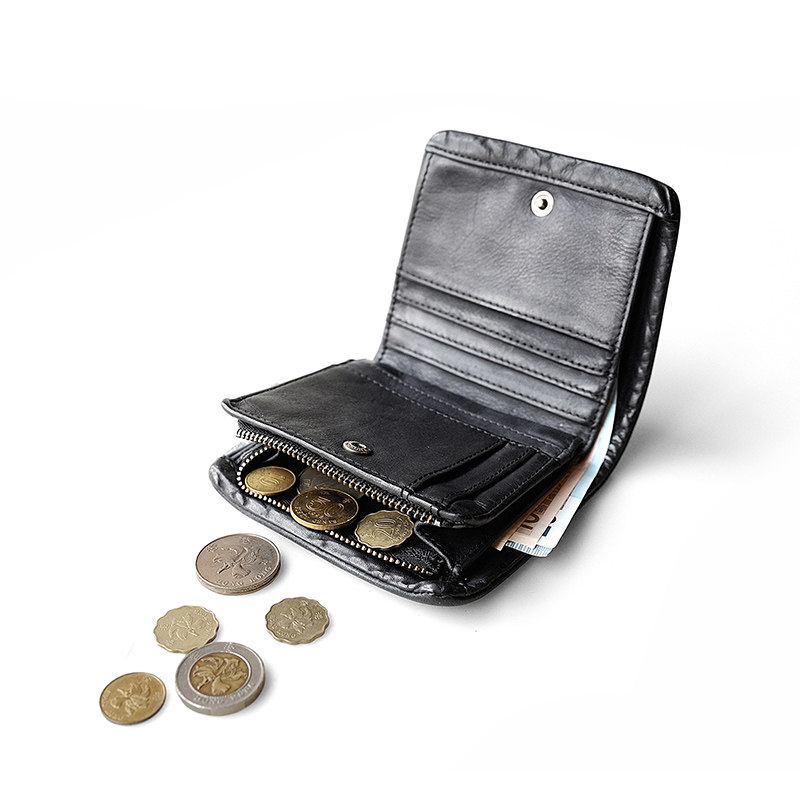 Buried without rotten retro nostalgic head layer of cow leather square small wallet texture men's short dermis female ticket holder Q17