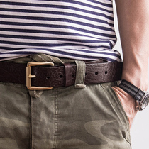 Buried not rotten pure copper pin buckle tanned cowhide mens belt retro fashion belt leather belt leather belt P28