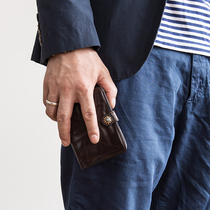 Buried not rotten first layer cowhide mens short wallet retro leather small ticket holder put drivers license certificate Q63