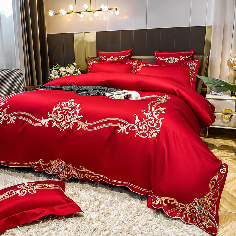 JERYOUN high-end simple four-piece set of pure cotton cotton spring and autumn new Nordic style wedding bedding 1 8