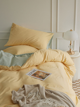 JERYOUN is a simple 100 autumn and winter cotton cotton grinding four pieces of bed linen with pure colored bed