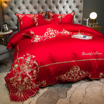 JERYOUN High - end wedding celebration Satin Long - stained cotton four - piece cotton sheets suited for suite