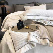 JERYOUN Bed - lined winter coral - wool cotton four - piece cotton - all cotton - heating bed