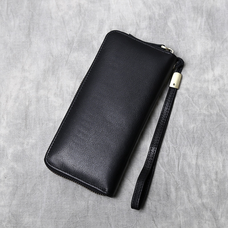 First layer cowhide large capacity multifunctional handbag casual horizontal zipper wallet card bag genuine leather men's and women's long wallet