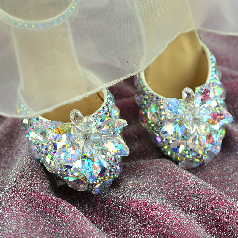 Princess Elsa Shoes Girls' High Heels Sparkling Crystal Baby Birthday Piano Performance Stage Performance Dress Shoes