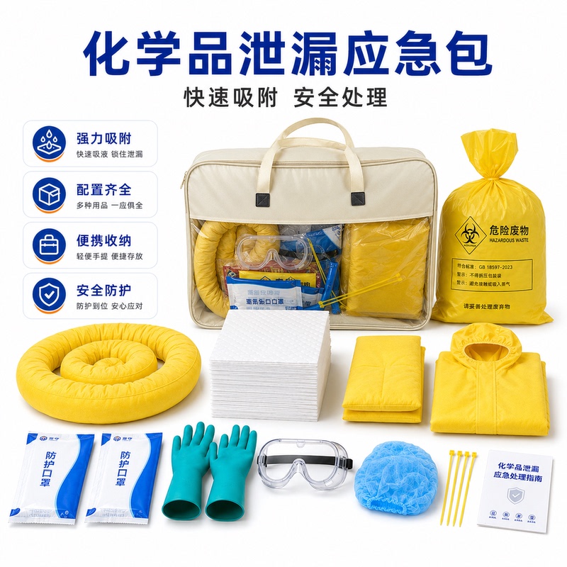 Chemical Leak Emergency Kit, Safety Protection and Handling, Rapid Absorption of Hazardous Chemicals, Transport Tank Truck On-Board Tool Kit