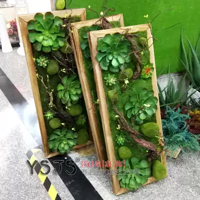 Indoor and outdoor Three-dimensional vertical simulation plant wall fleshy Moss greening landscape green plant picture frame hanging wall floral decoration