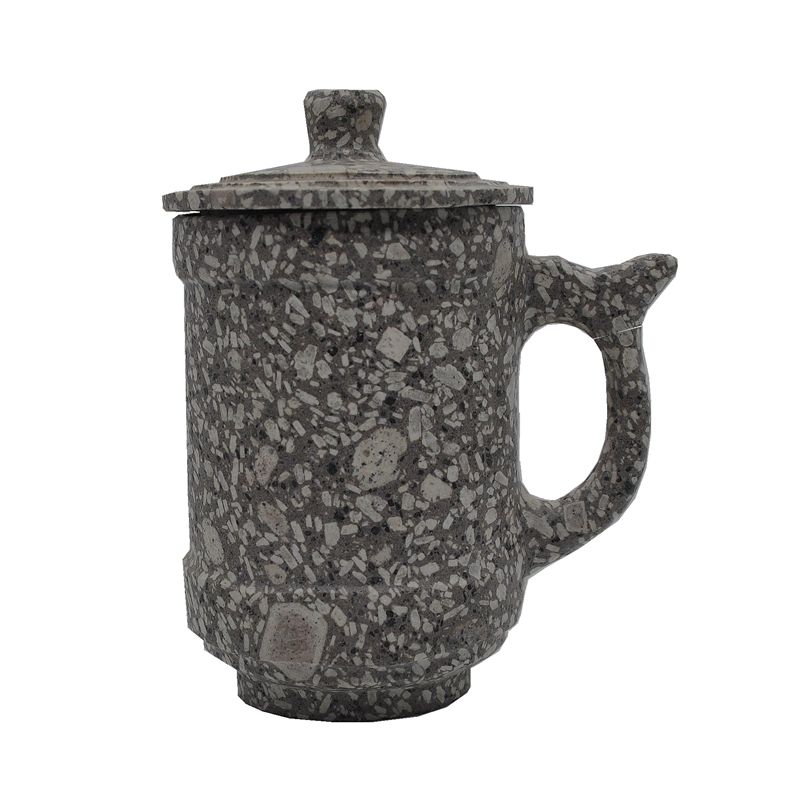 Medical stone tea water cup with lid large size hot and cold water health preserving natural purifying filter water quality