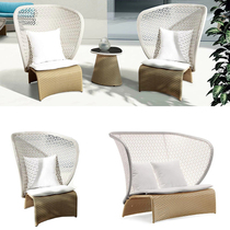 Outdoor simple modern multi-functional imitation rattan garden courtyard balcony hotel engineering rattan woven furniture rattan table and chair set