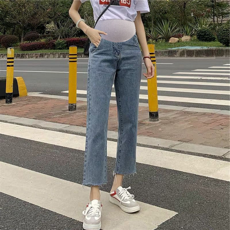Pregnant women pants straight pair jeans fashionable broad legs wearing mom small spring and autumn spring summer dress woman