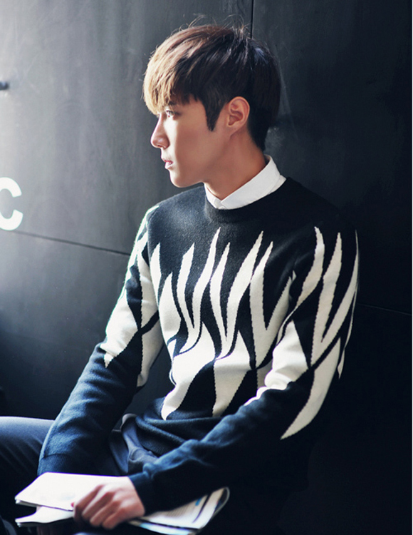 Mùa thu và mùa đông quần áo mới nam cashmere áo len cổ tròn dày kim cương áo thun áo len đan đáy áo len kích thước lớn gile nam