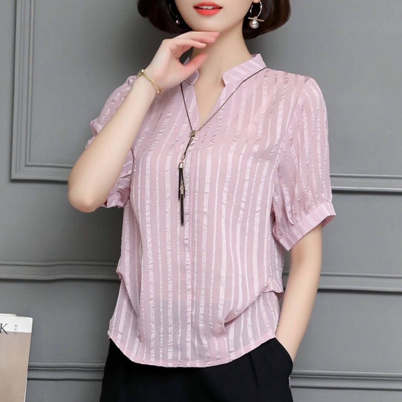 Summer chiffon shirt tops women's fashion shirts 2022 new cover belly short-sleeved blouse foreign temperament