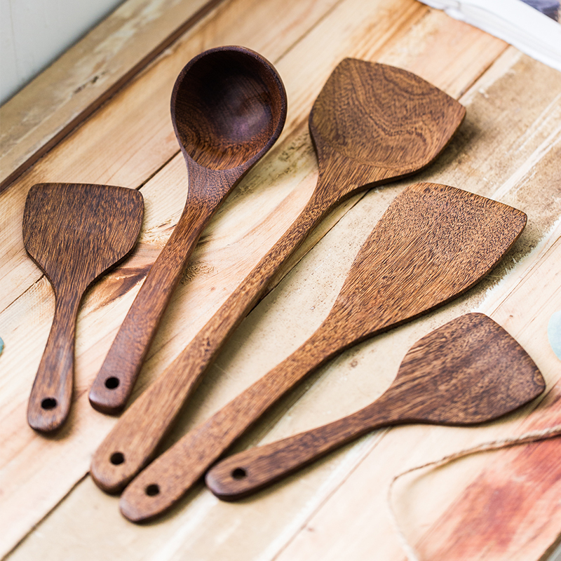 Kitchenware set solid wood spoon non-stick pot special shovel cooking shovel high temperature long handle frying shovel kitchen spatula spoon