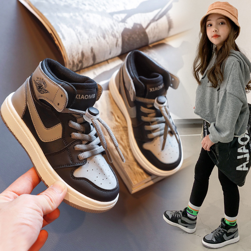 British Next Kiss children's sports shoes spring and autumn new girls' fashion boys high tube non-slip breathable cotton shoes