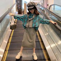 UK Next Kiss Girls Autumn Dress Suit Dress Children Ocean Air Mesh Red 2022 new Korean version trendy suit