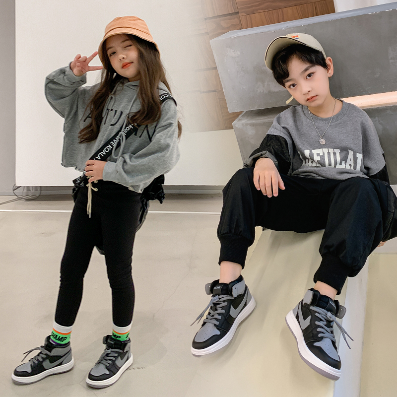 British Next Kiss children's sports shoes girls 2022 new winter fleece all-match high-top boys shoes