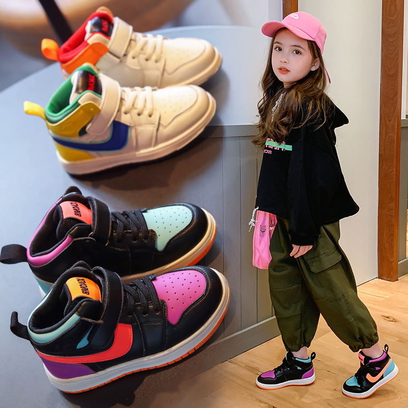 British Next Kiss children's sneakers 2021 autumn and winter New Girls non-slip boys two cotton high-top sneakers