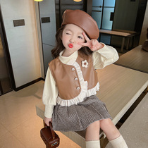 UK Next kiss girl suit 2024 new autumn clothing online Red Fried Street Women Baby Spring Autumn childrens autumn