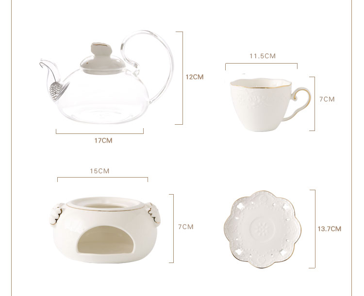 Anh trà chiều pansy ấm trà luộc trái cây ấm trà đặt gốm thủy tinh trà Bắc Âu đặt nến sưởi ấm - Trà sứ bộ bình trà