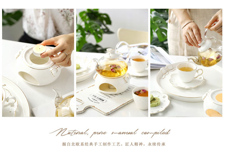 Anh trà chiều pansy ấm trà luộc trái cây ấm trà đặt gốm thủy tinh trà Bắc Âu đặt nến sưởi ấm - Trà sứ bộ bình trà
