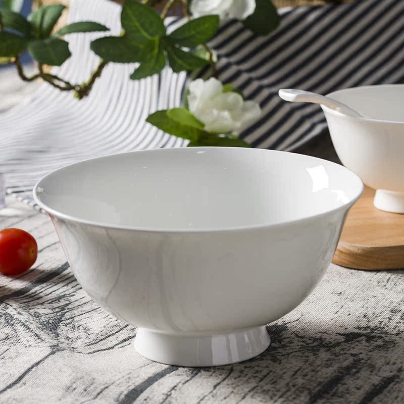 Pure white ceramic bowl ipads porcelain rice bowls prevent hot tableware hotel home to 4.5/6 of an inch tall bowl of noodles bowl