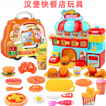 Childrens simulation house boy girl toy Hamburger portable sales car Fast food ice cream box Kitchen set