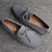 European Station Genuine Leather Bean shoes Mens breathable Summer New headlayer Bull Leather Lacing Casual a Foot Pedal Sloth Shoe Tide