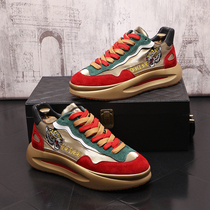 European Station Heightening Thick Bottom Casual Shoes Men Sneakers 2022 New Retro Agant Shoes Spring Red Shoes