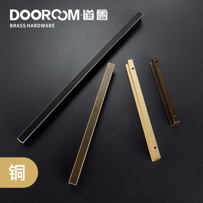 Total Copper Lengthened Multi Color Size Modern Port Style Sublight Strip Wardrobe Door Overall Cupboard Drawer furniture Furniture Handles Copper