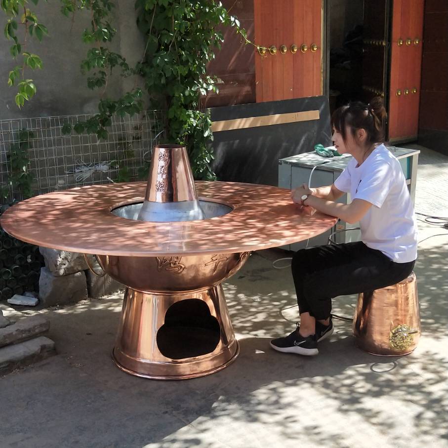 Old Beijing copper hot pot custom made with copper hot pot ultra large hot pot thickened pure red copper hand view Thai blue copper hot pot