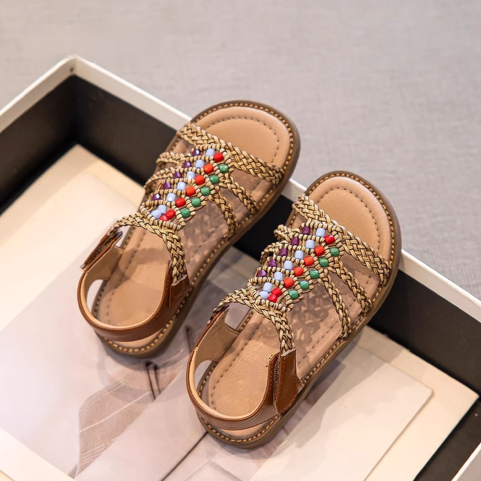 Girls Sandals Children's Princess Sandals Summer 2026 New Baby Summer Shoes Girls Soft Soled Western Style Beach Shoes