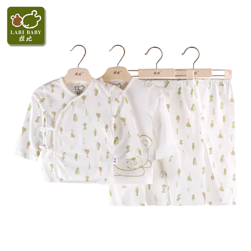 Rabbinic underwear (2 sets) newborn baby single-sided cloth spring thin clothes set Mori language oblique skirt suit